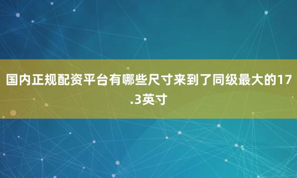 国内正规配资平台有哪些尺寸来到了同级最大的17.3英寸